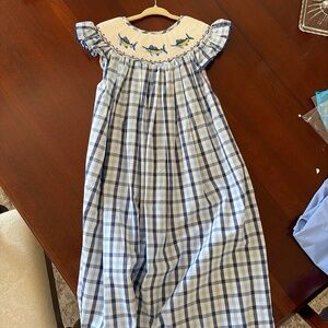 Smocked blue marlin dress